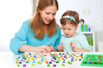 Alphabet Learning Pin Puzzle Board for Kids – ABC Letter & Word Building Toy