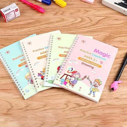 Sank Calligraphy Magic Practice Book for Kids – Reusable Writing & Drawing Book | Pack of 4