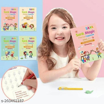 Sank Calligraphy Magic Practice Book for Kids – Reusable Writing & Drawing Book | Pack of 4