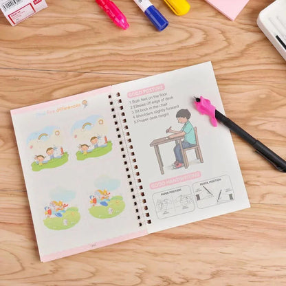 Sank Calligraphy Magic Practice Book for Kids – Reusable Writing & Drawing Book | Pack of 4