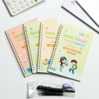 Sank Calligraphy Magic Practice Book for Kids – Reusable Writing & Drawing Book | Pack of 4