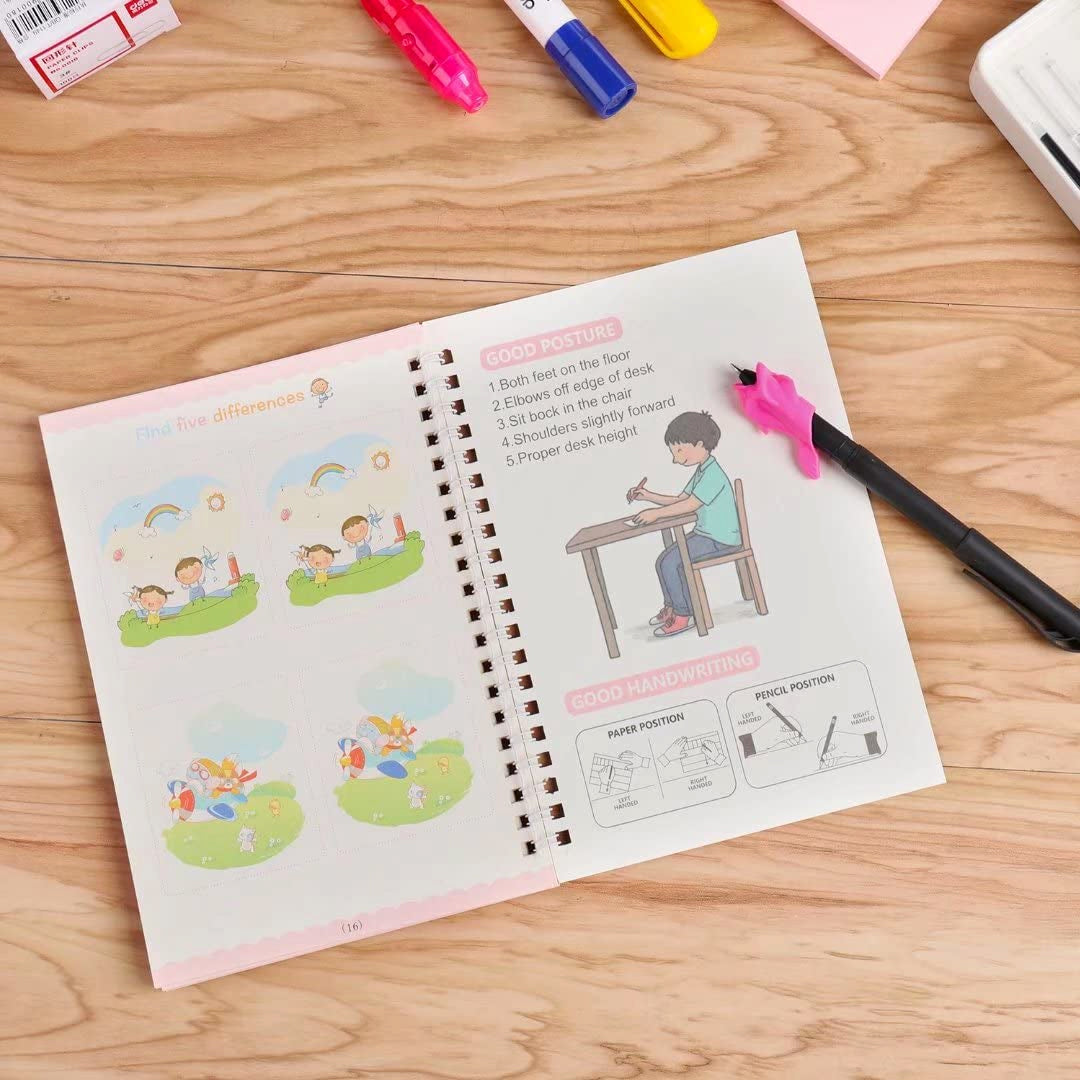 Sank Calligraphy Magic Practice Book for Kids – Reusable Writing & Drawing Book | Pack of 4